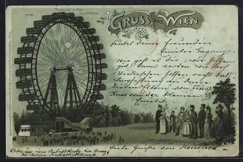 Mondschein-Lithographie Wien, Das Riesenrad im Prater