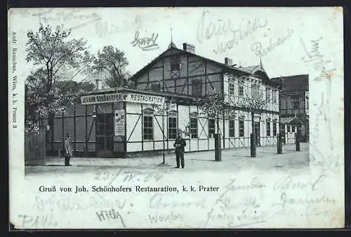 AK Wien, Prater, Gasthaus Joh. Schöpfhofers Restaurantion