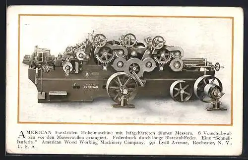AK Fussboden Hobelmaschine American der American Wood Working Machinery Co., Reklame