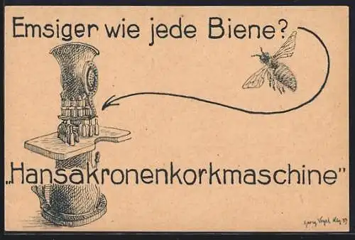 AK Hansakronenkorkmaschine v. Wilhelm O. P. Rieck, Reklame