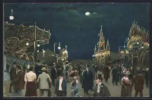 AK Hamburg-St.Pauli, Nächtliche Partie auf dem Hamburger Dom, Volksfest