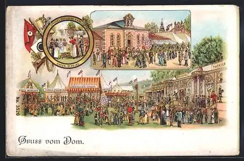 Lithographie Vogelschiessen auf dem Volksfest