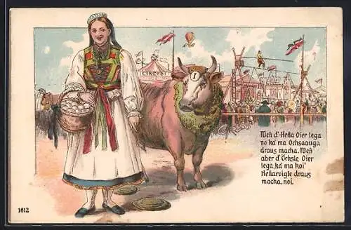 AK Preisgekröntes Rind auf dem Volksfest