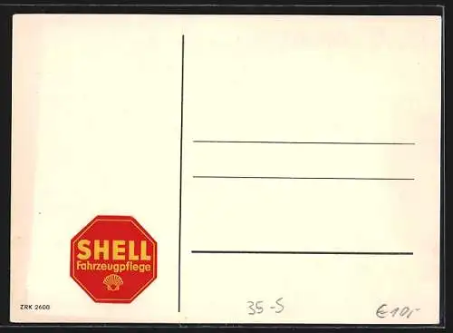 AK Reklame für Shell-Fahrzeugpflege, Auto-Inspektion
