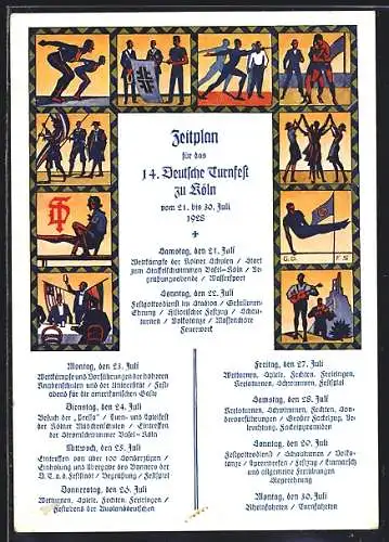 AK Köln, 14. Deutsches Turnfest 1928, Zeitplan