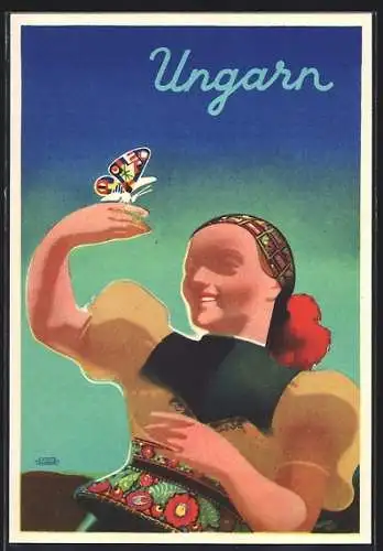 Künstler-AK Budapest, Ungarisches Landesamt für Fremdenverkehr, Vigadó Tér 3, Art Deco