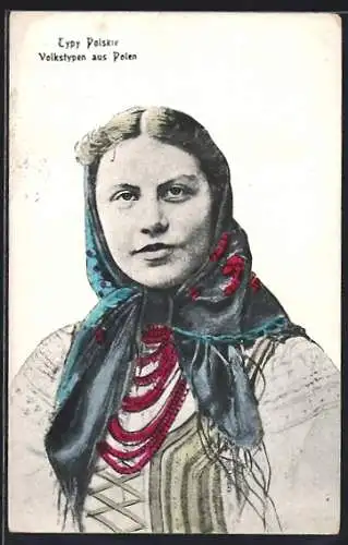 AK Volkstypen aus Polen, Polnische Frau in traditioneller Kleidung