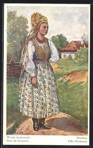 Künstler-AK Wesele krakowskie, Druchna