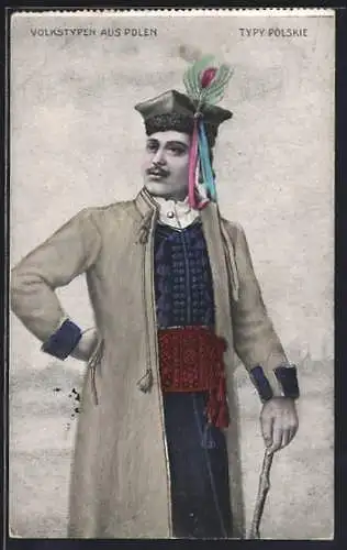 AK Volkstypen aus Polen, Mann in traditioneller Kleidung