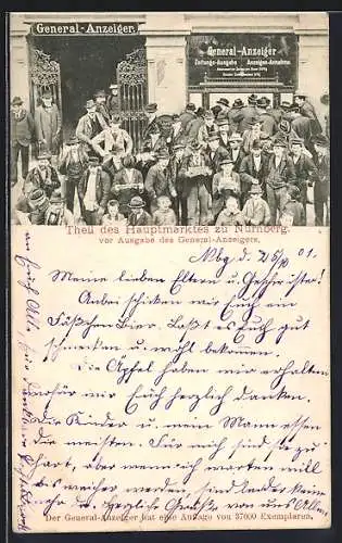 AK Nürnberg, Teil des Hauptmarktes vor Ausgabe des General-Anzeigers