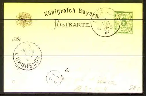 Lithographie Ansbach, X. Bayer. Turnfest 1897, Teilnehmer winkt, Turnhalle u. Promenade, Ganzsache Bayern PP7 C2