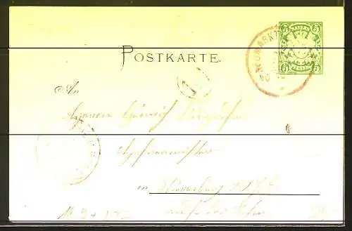 Lithographie Neumarkt i. Obpf., Ortsansicht & Lehrerin mit Kindern, Ganzsache Bayern