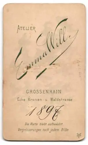 Fotografie E. Will, Grossenhain, junger Husar in Uniform, 1897