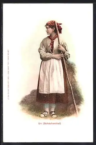 AK Uri, Schweizerin in Tracht aus Schächenthal
