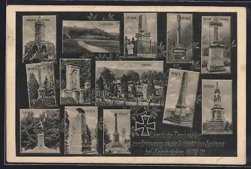 AK Spicherer Höhen, Ortsansicht, Ehrental, Denkmäler der Schlacht von Spichern 1870-71