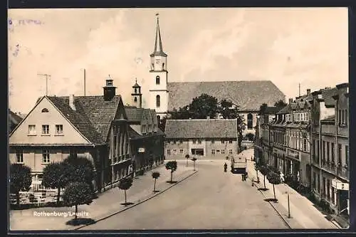 AK Rothenburg / Lausitz, Blick zur Kirche