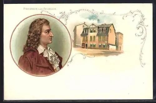 AK Friedrich von Schiller, Portrait und Haus