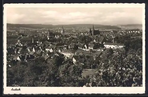 AK Ansbach / Bayern, Panoramablick aus der Vogelschau