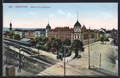 AK Konstanz, Bahnhof & Hauptpost