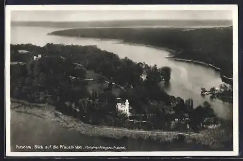 AK Zehlendorf, Blick auf die Pfaueninsel vom Flugzeug aus