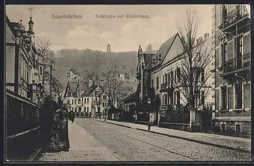 AK Saarbrücken, Talstrasse mit Winterberg