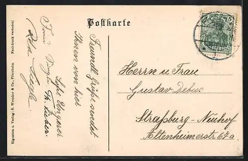 AK Pforzheim, Villenpartie in der Schwarzwaldstrasse