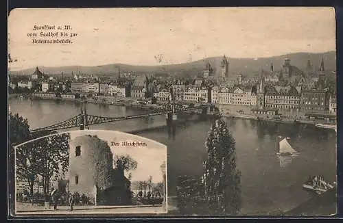 AK Frankfurt a. M., Ulrichstein, Ortspanorama vom Saalhof bis zur Untermainbrücke