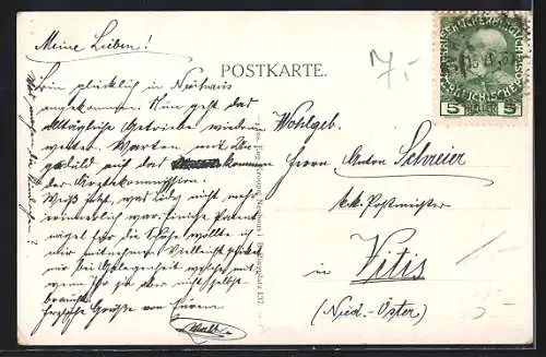 Künstler-AK Neuhaus / Jindrichuv Hradec, Teilansicht