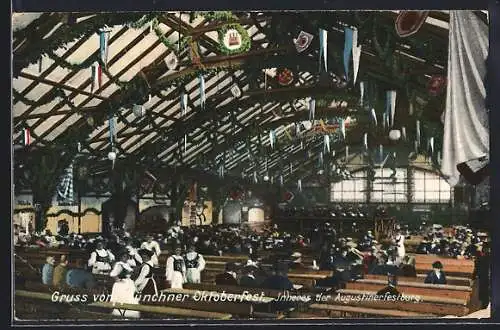 AK München, Oktoberfest, Inneres der Augustinerfestburg