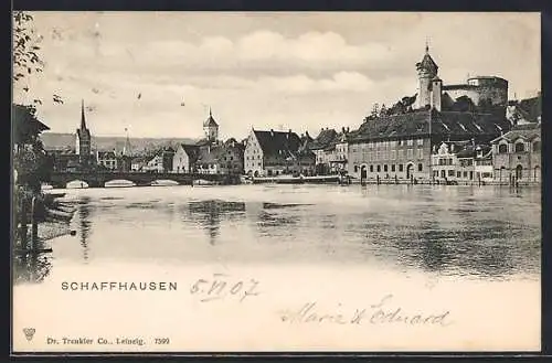 AK Schaffhausen, Ortsansicht mit Brücke