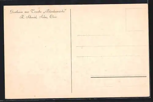 AK Chur, Gasthaus zur Traube / Bündnerstube R. Schmid, Innenansicht