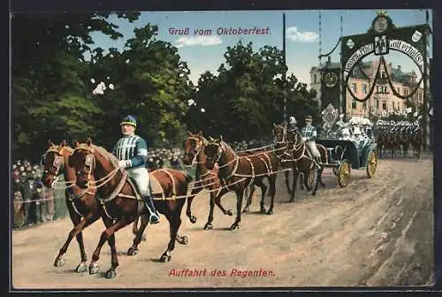 AK München, Auffahrt des Regenten auf dem Oktoberfest