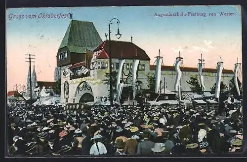 AK München, Oktoberfest, Augustinerbräu-Festburg von Westen
