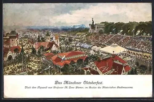Künstler-AK Zeno Diemer: München, Oktoberfest, Festwiese