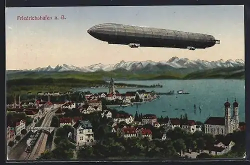 AK Friedrichshafen, Zeppelin über dem Bodensee