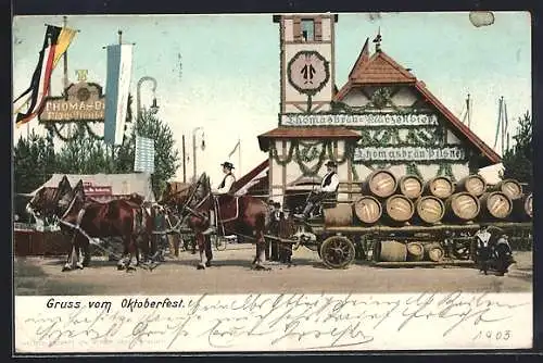 AK München, Oktoberfest, Bierwagen d. Thomasbräu