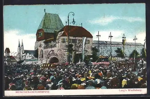 AK Münchner Oktoberfest, Lang's Wiesenburg