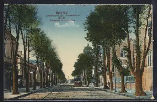 AK Belgrad, Közlekedésügyi miniszterium Konak, Verkehrsministerium, Strassenbahn