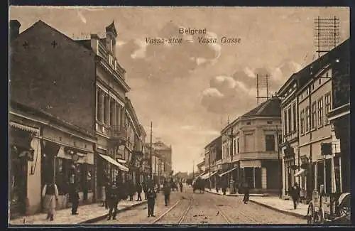 AK Belgrad, Vassa Gasse mit Passanten