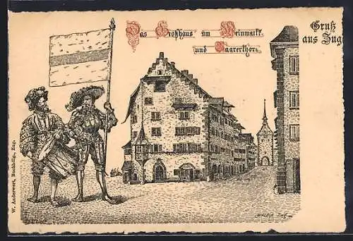Künstler-AK Zug, das Grosshaus am Weinmarkt
