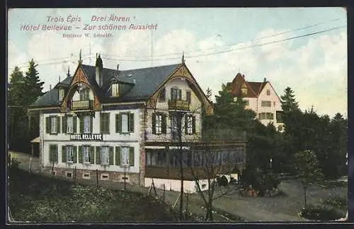 AK Drei Ähren, Hotel zur schönen Aussicht W. Schmidt aus der Vogelschau