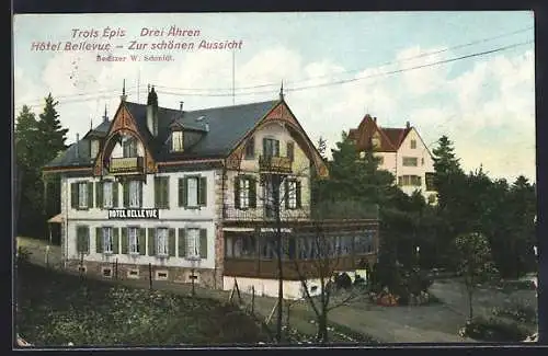 AK Drei Ähren, Hotel zur schönen Aussicht W. Schmidt mit Nachbargebäude