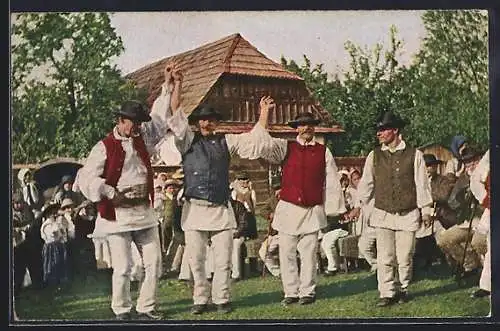 AK Tanzender Bauern in Tracht