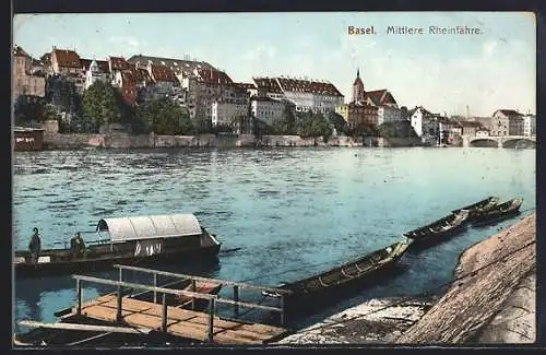 AK Basel, Mittlere Rheinfähre