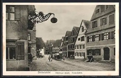 AK Dinkelsbühl, Krone-Schild in der Nördlinger Strasse