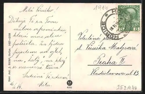 AK Horice, Namesti, Blick den Marktplatz hinunter