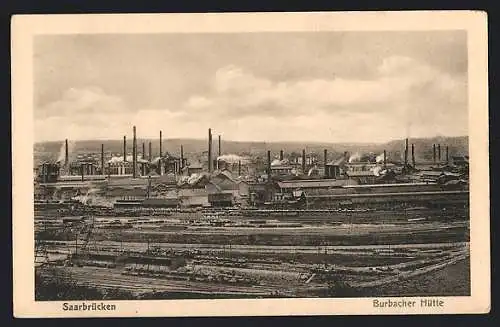 AK Saarbrücken, Burbacher Hütte aus der Vogelschau