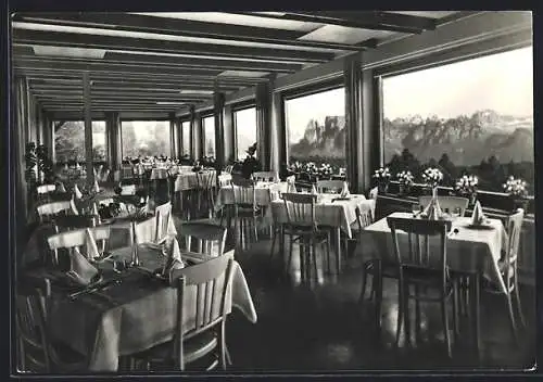 AK Oberbozen am Ritten, Hotel Viktoria, Speisesaal mit Panoramafenstern