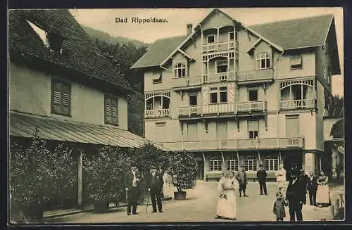 AK Bad Rippoldsau, Ortspartie mit Einwohnern