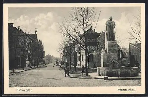 AK Eschweiler, Strassenpartie am Kriegerdenkmal